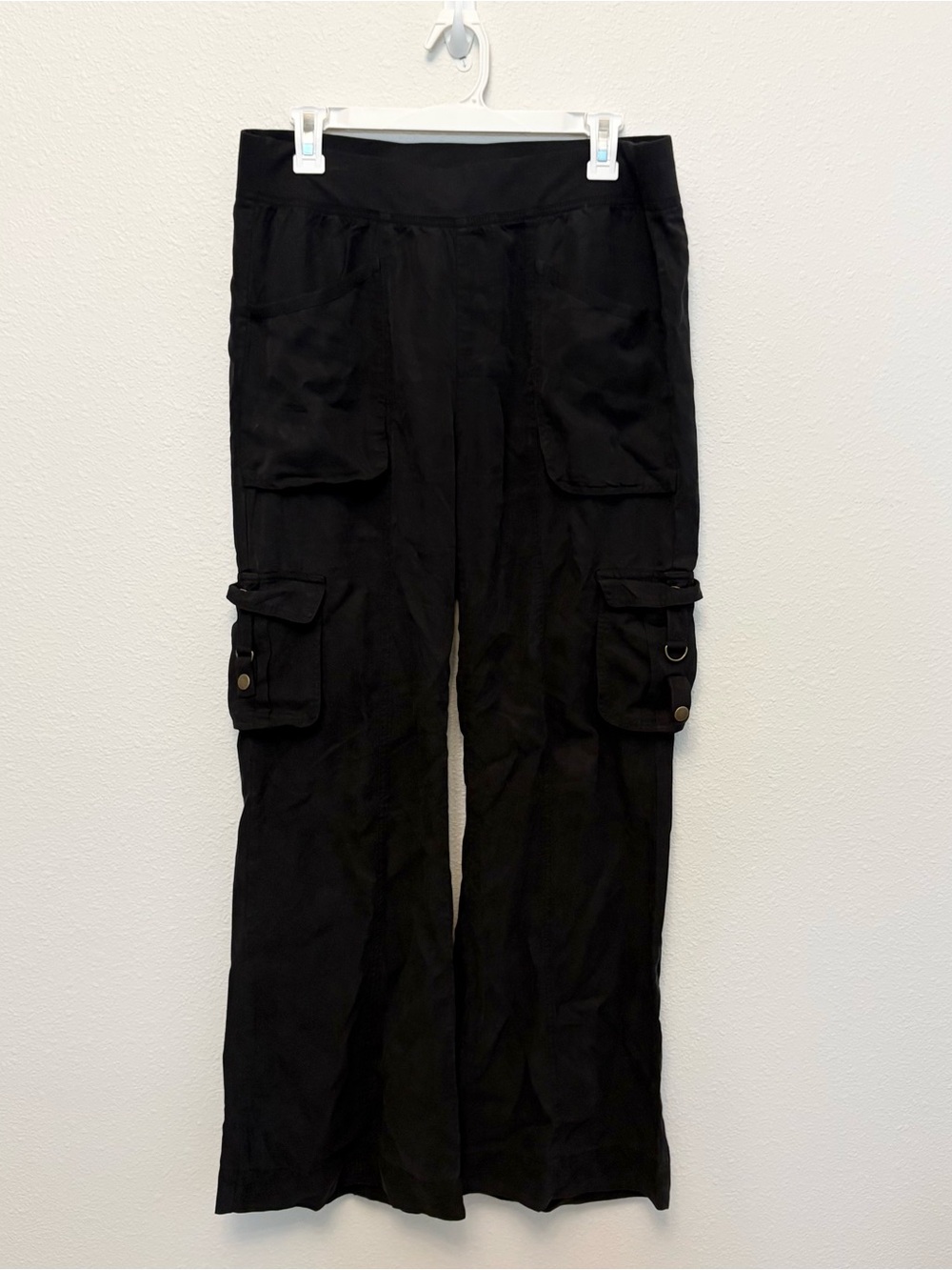 XCVI Lyocell Cargo Pants Y2K Wide Leg Pockets Black Size M